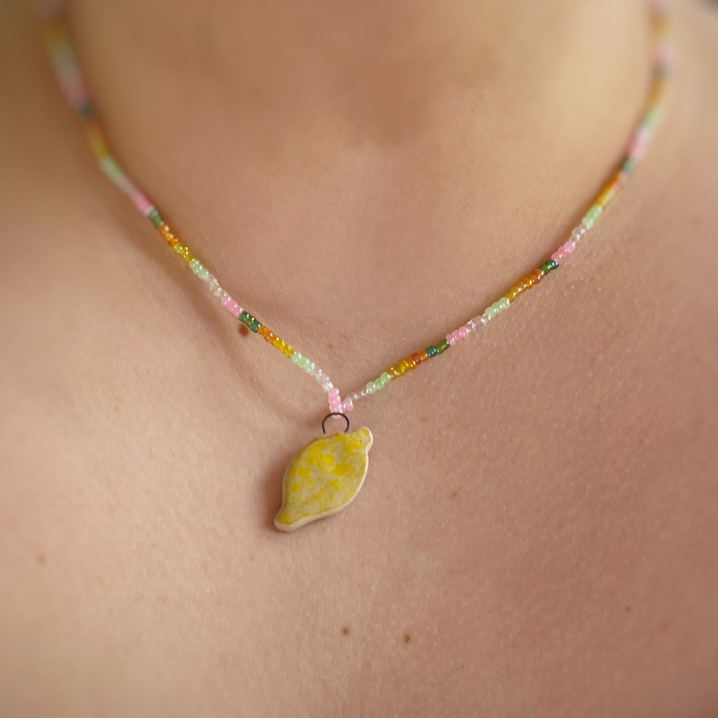 Beaded necklace - Lemon