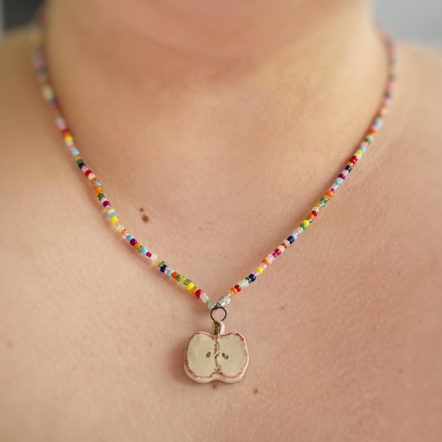 Beaded necklace - Apple