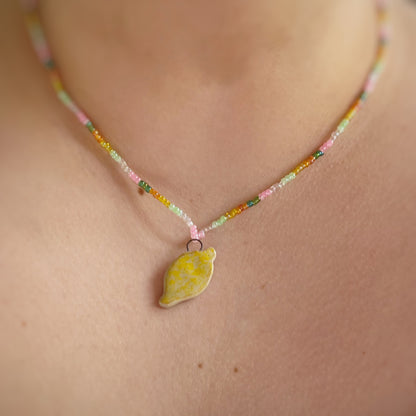 Beaded necklace - Lemon